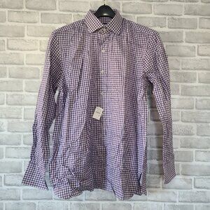 Tom Ford Mens Gingham Check Slim Fit Dress Shirt Purple 17 Switzerland NEW $675